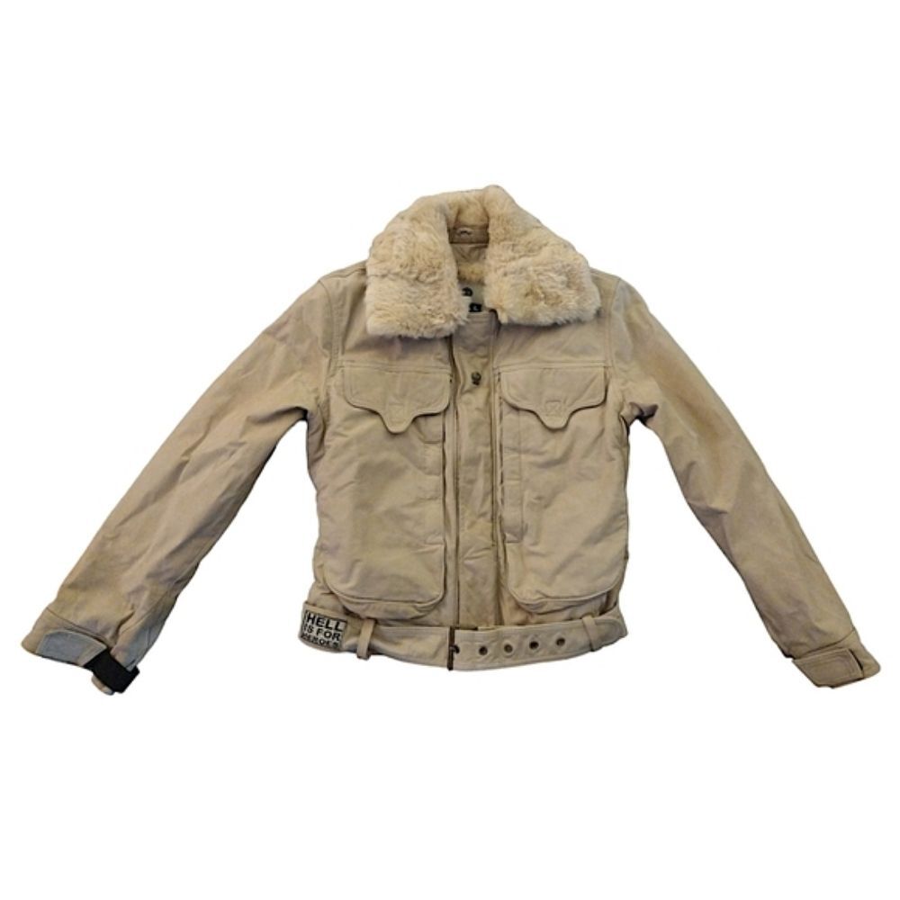 Hell is for Heroes Leather Jacket, 42 IT / US 6, Cream/Tan, Faux Fur, Lined
